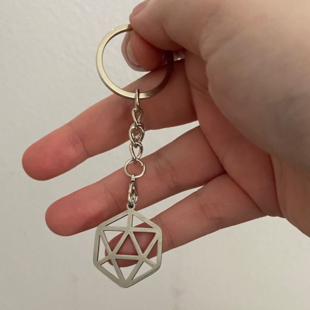 Geometric Silver Keychain